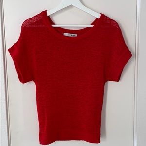 WD NY red short sleeve knitted top size XS
